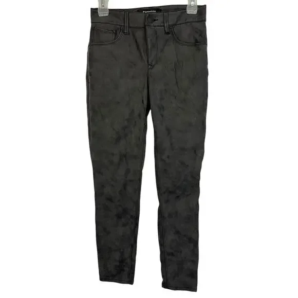 2/$30 Express Faux Leather Suede Skinny Pants Charcoal Size 0 - Picture 3 of 11